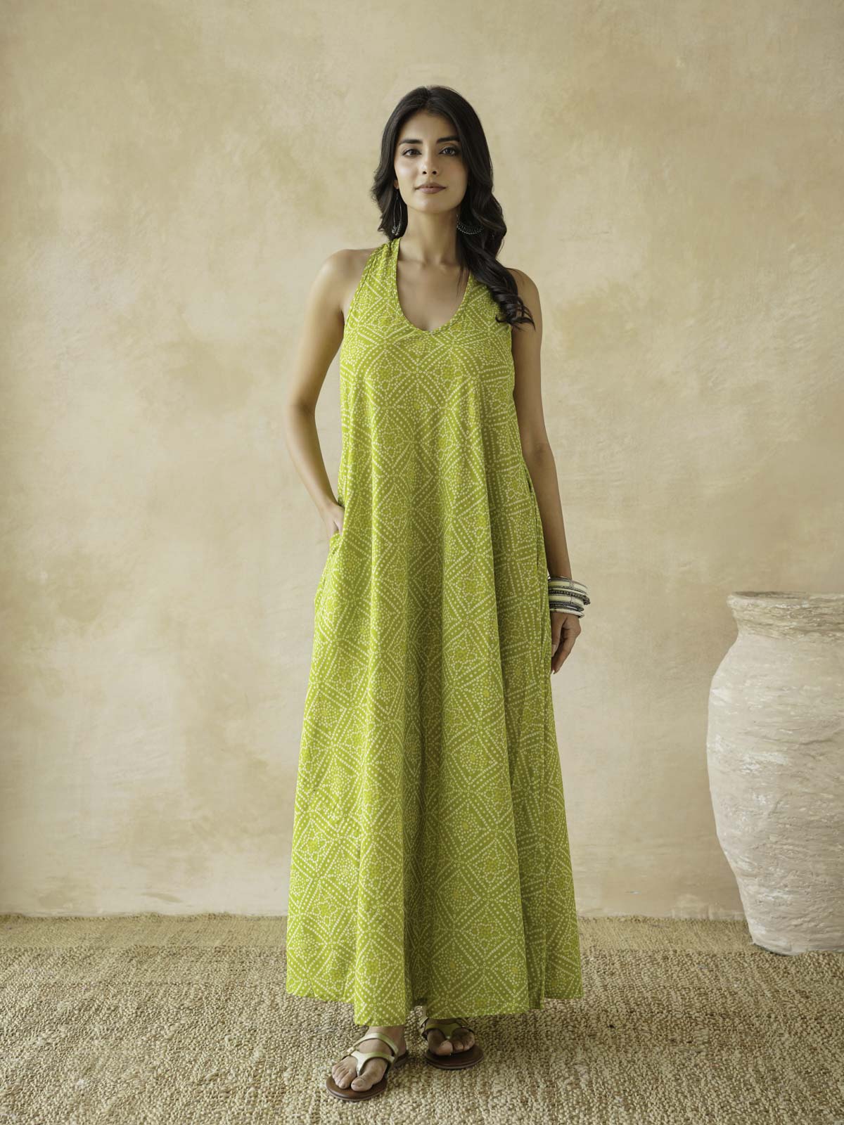 Cotton Printed Aline Moana Dress Lemon – Goodhand