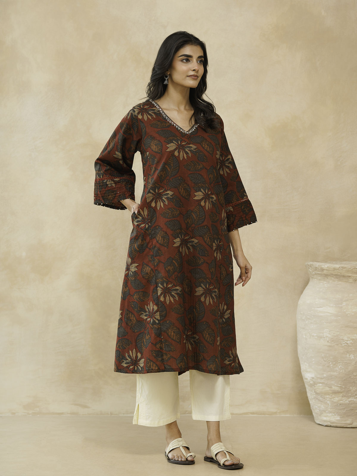 Cotton Printed Ultimate Aline Kurta For Women Red