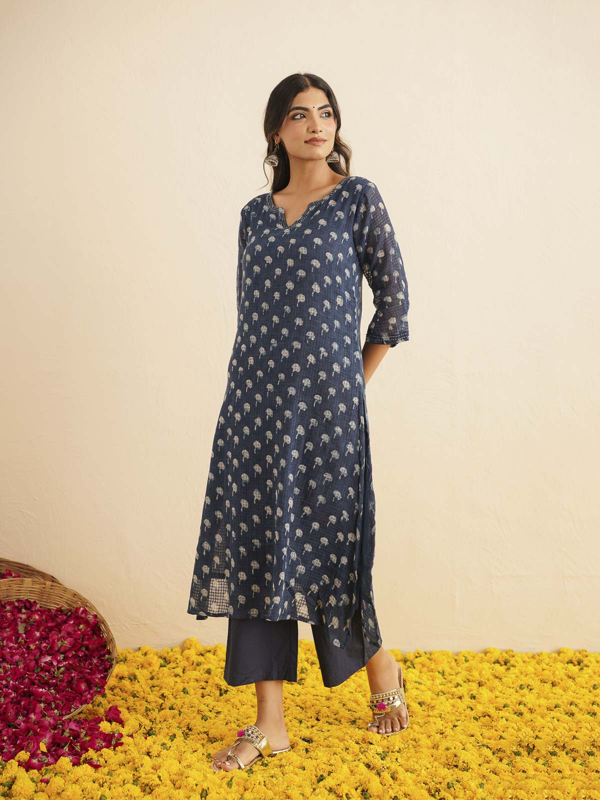 Cotton Printed Kantha Style Set For Women Indi Booty