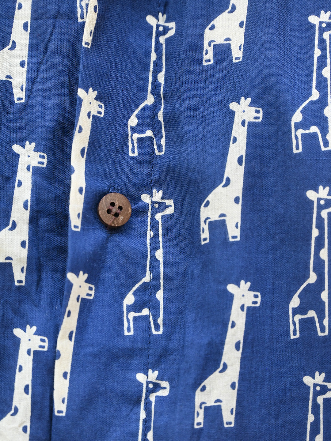 Men's Relaxed Fit Cotton Shirt – Half Sleeves - Blue Giraffe