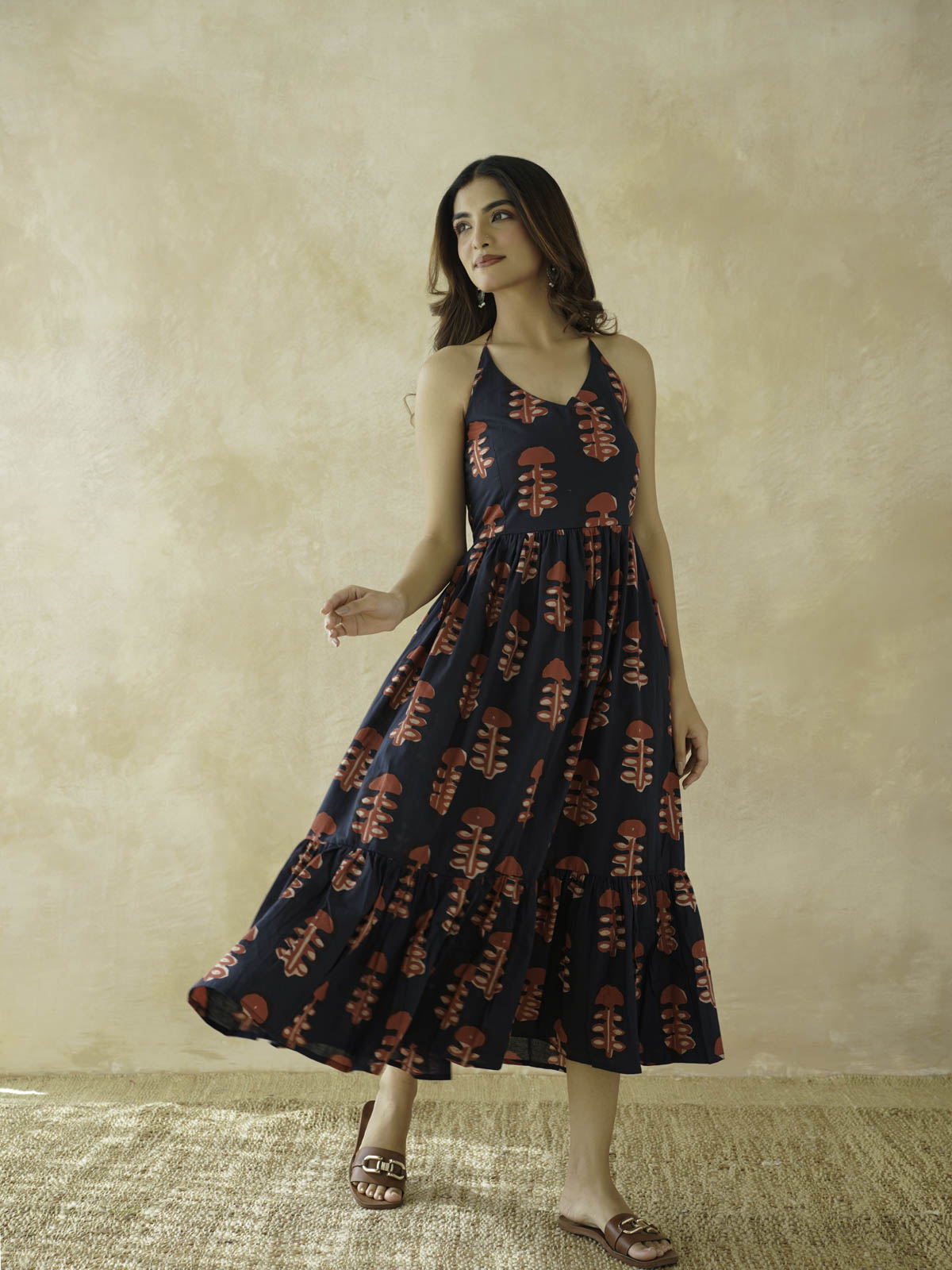 Cotton Printed Lana Dress For Women Red Coral