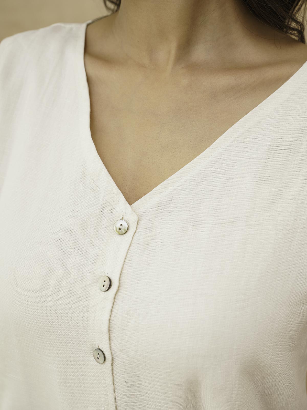 Classic Linen Vest For Women White