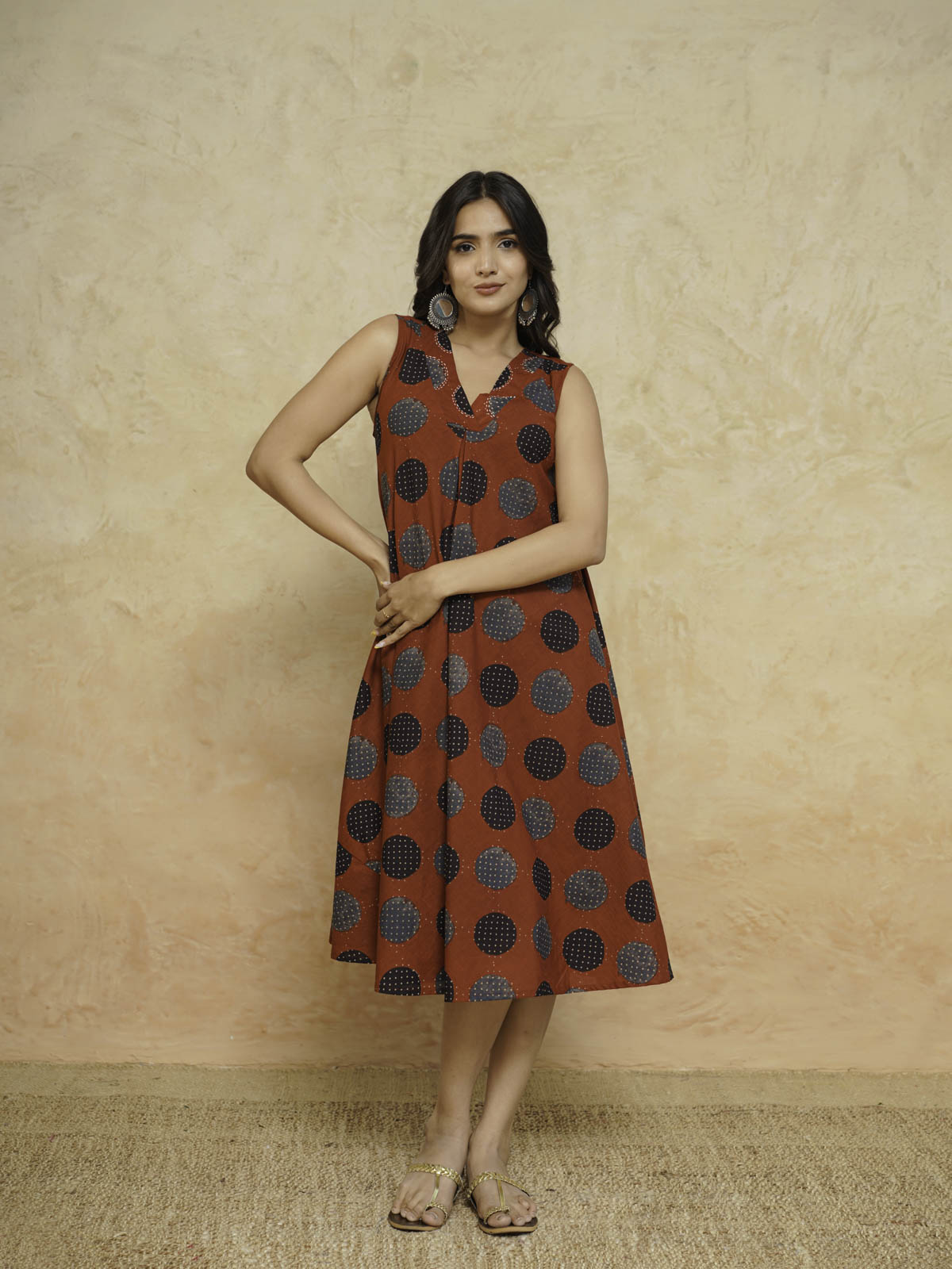 Cotton Printed Sleeveles Anjuna Dress Red