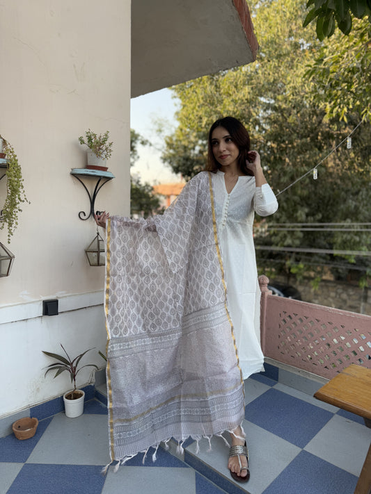 Kota Doria Dupatta White