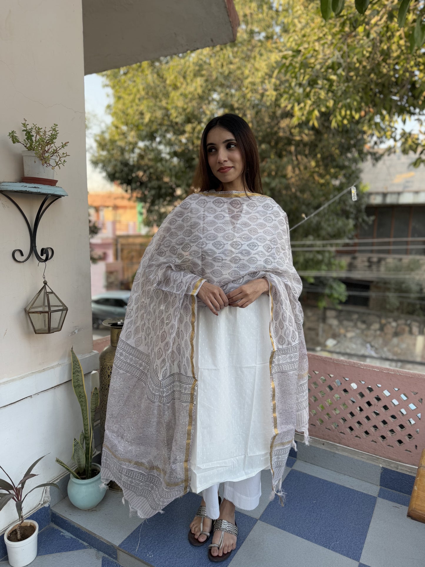 Kota Doria Dupatta White