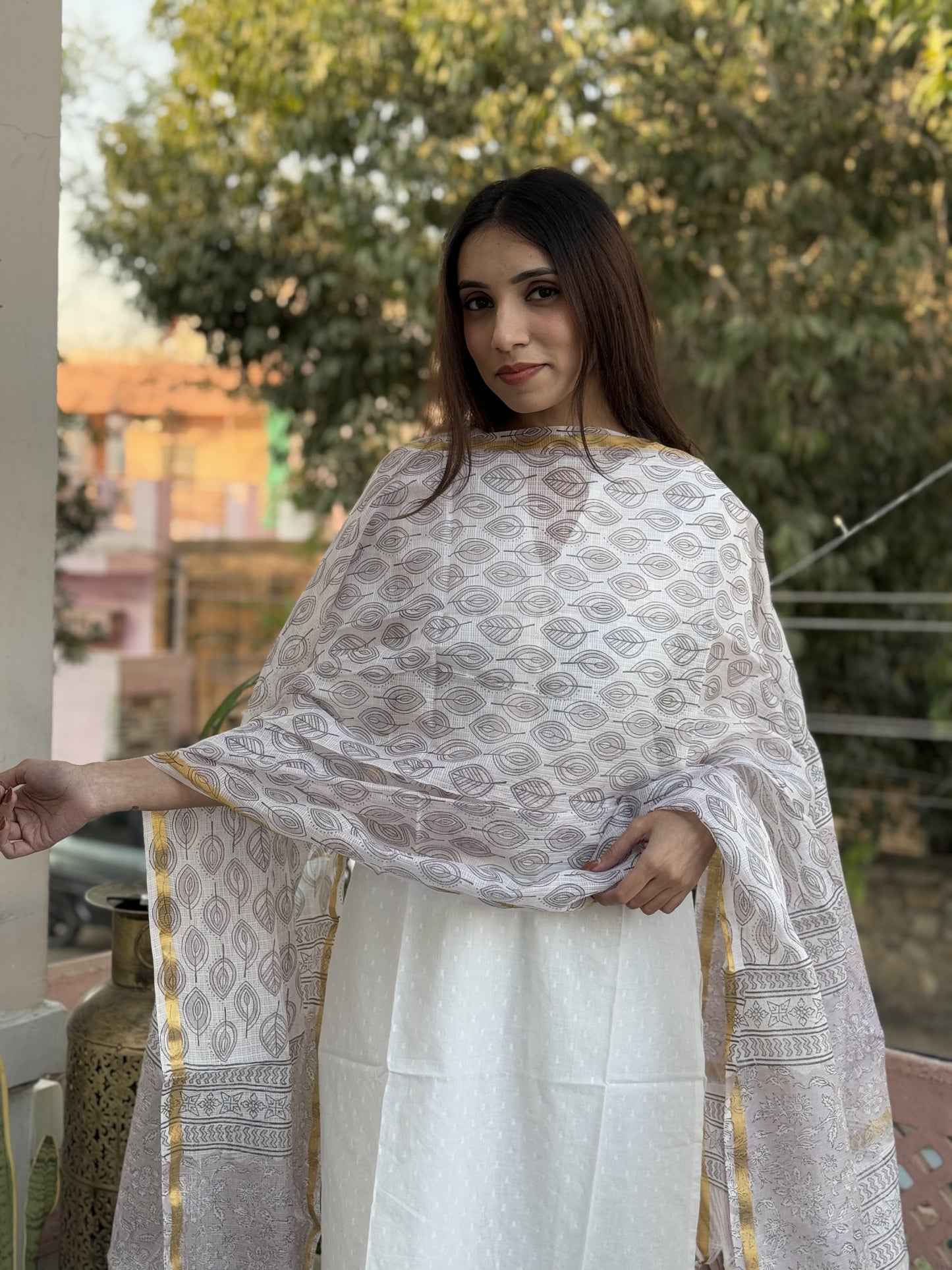 Kota Doria Dupatta White