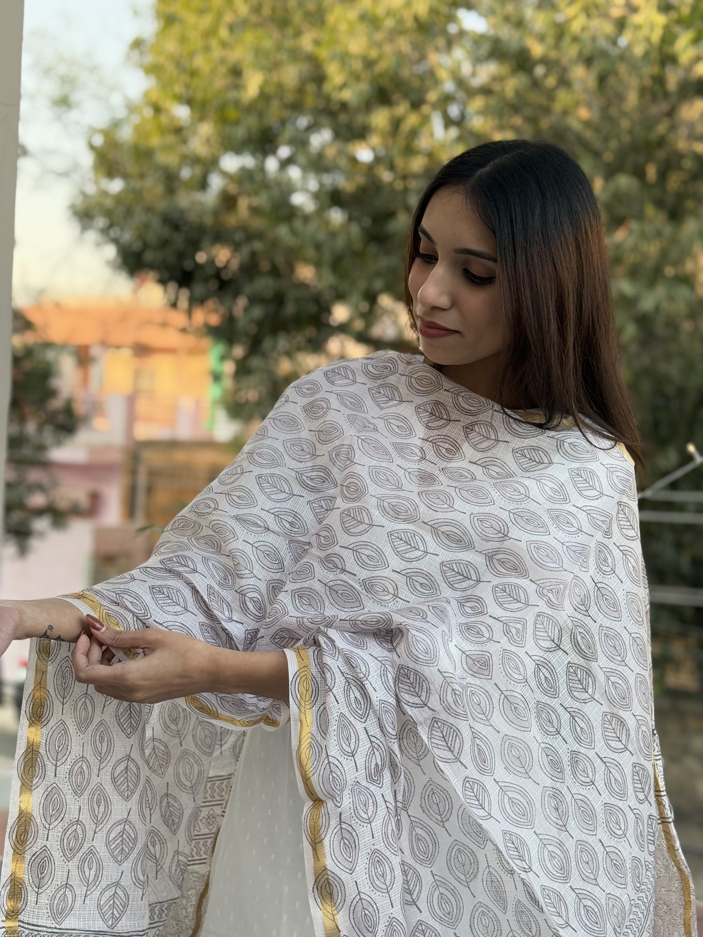 Kota Doria Dupatta White