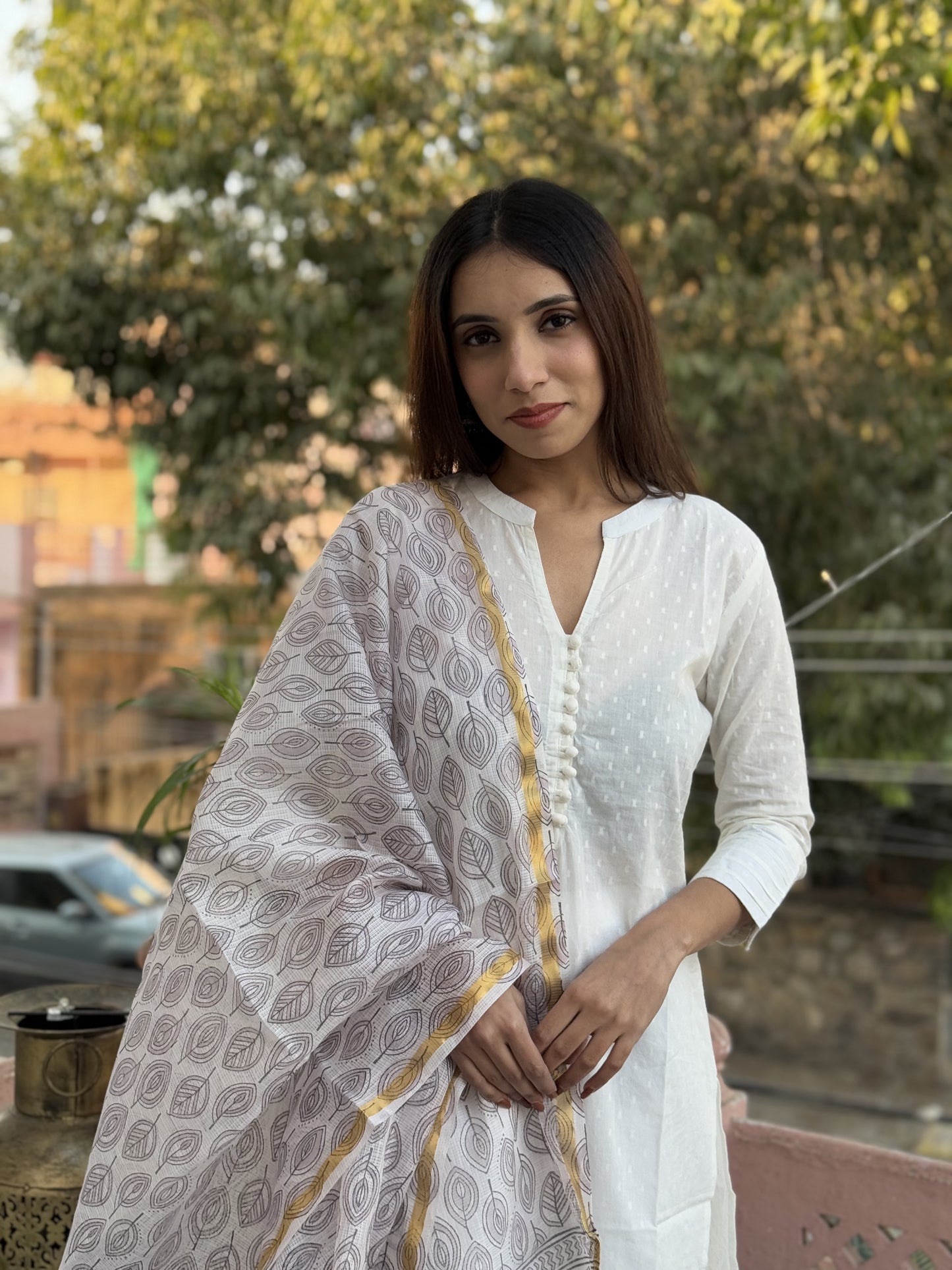 Kota Doria Dupatta White