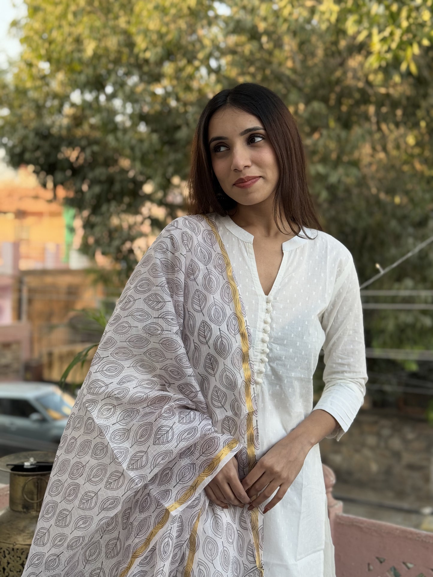 Kota Doria Dupatta White