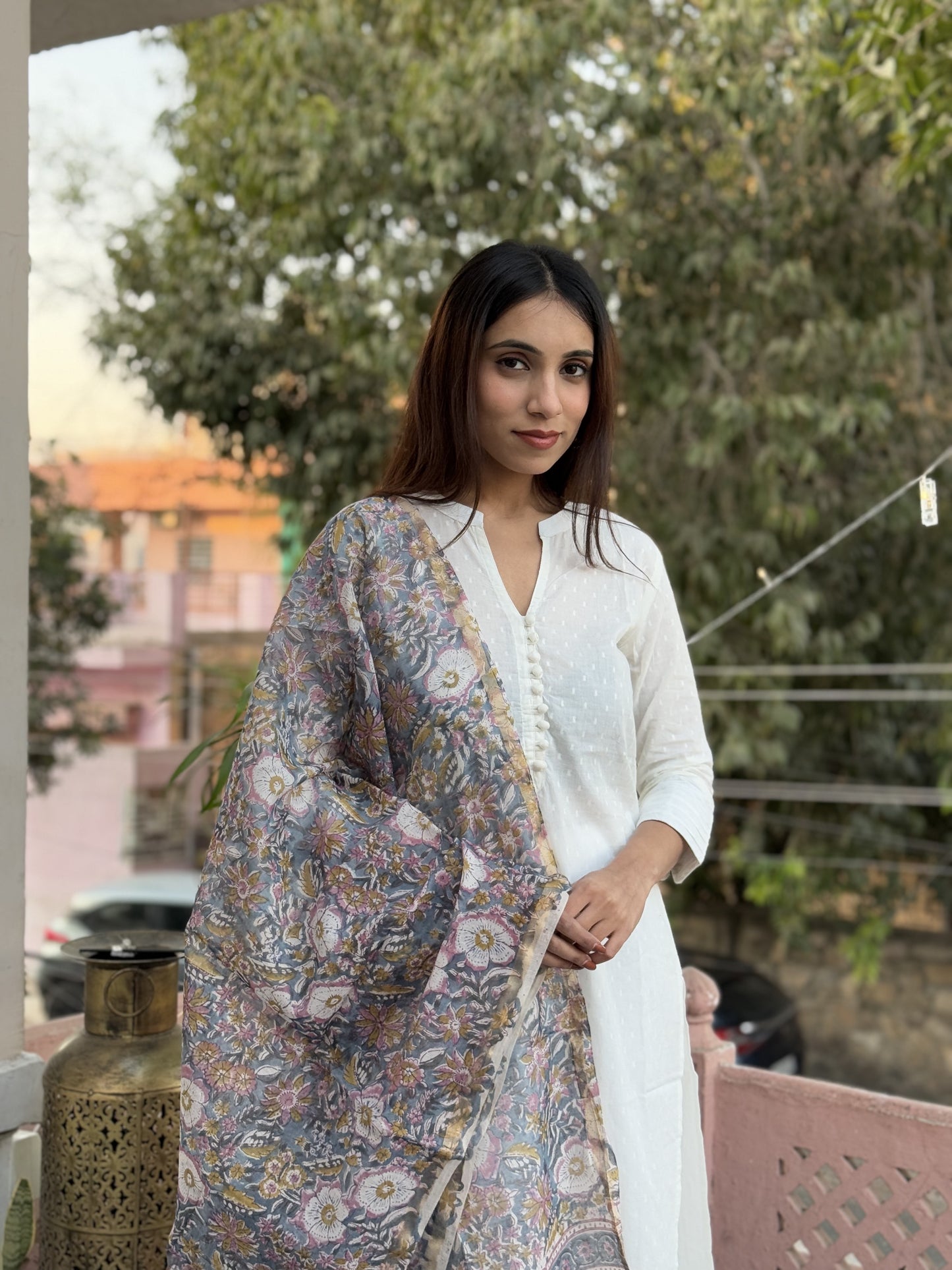 Chanderi Silk Dupatta Grey