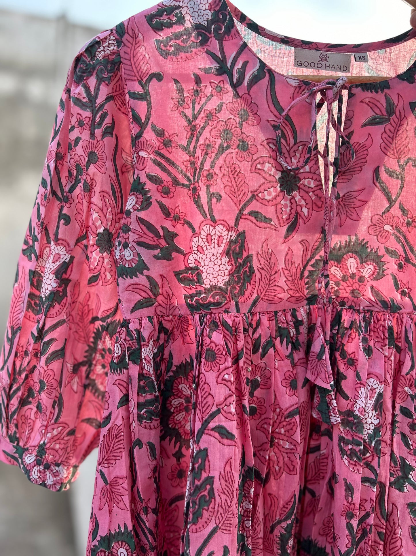Puff Sleeves Dress Pink - Goodhand