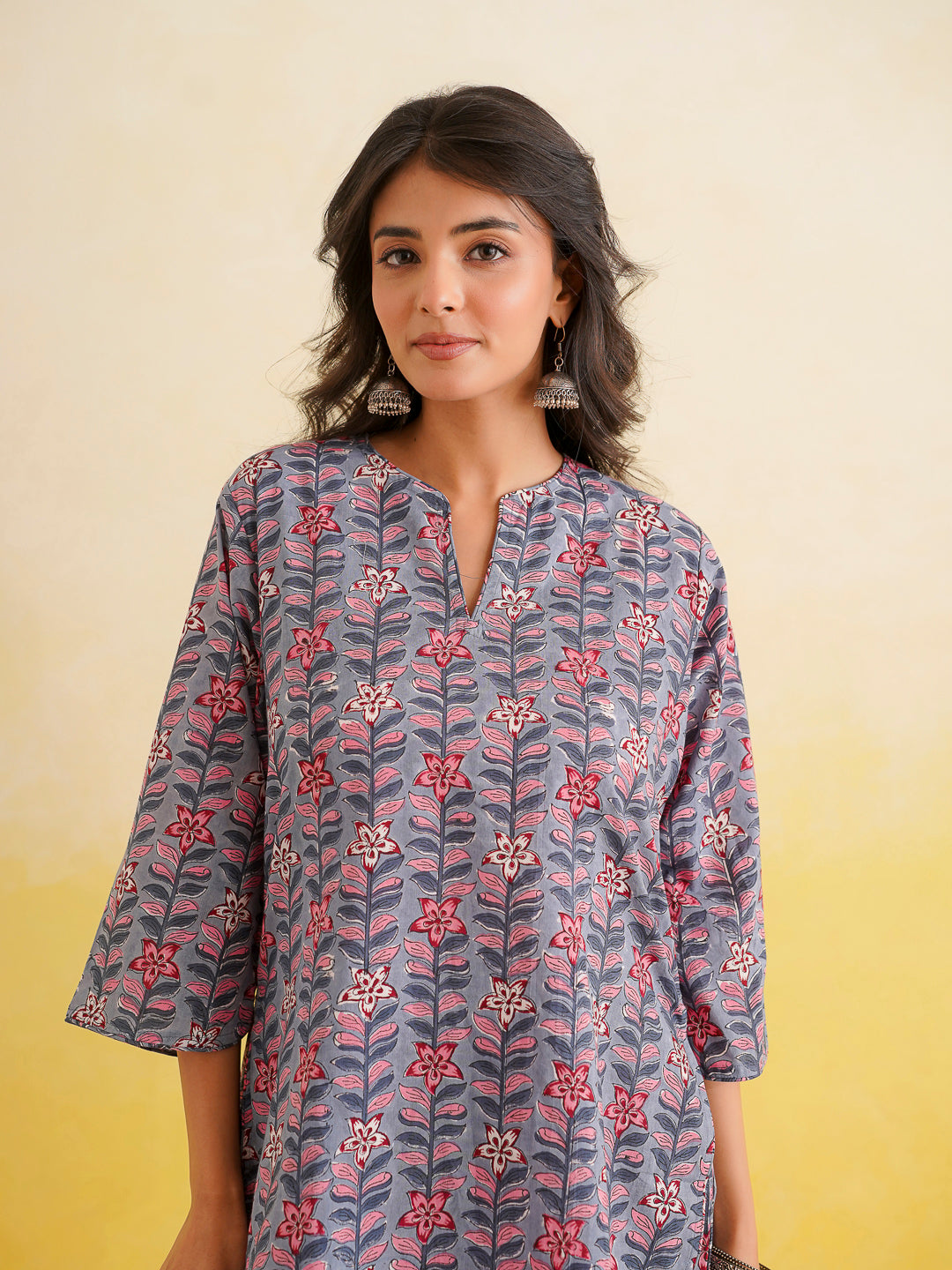 Cotton Printed Lounge Wear Coord Set Steel Blue