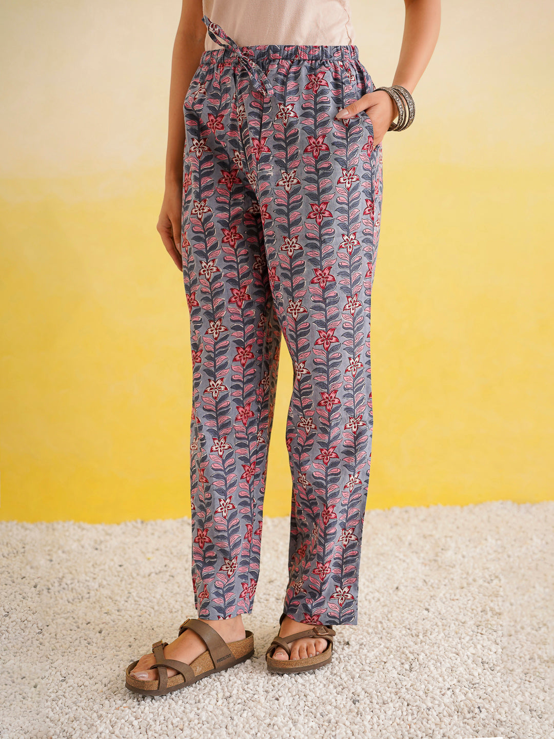 Cotton Printed Lounge Wear Coord Set Steel Blue