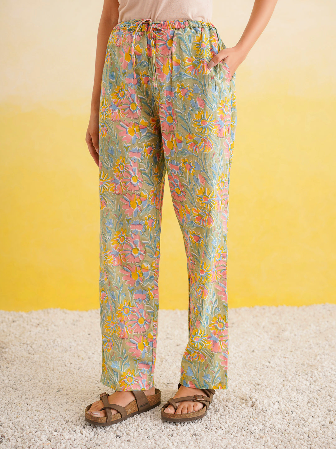 Cotton Printed Lounge Wear Coord Set Light Green