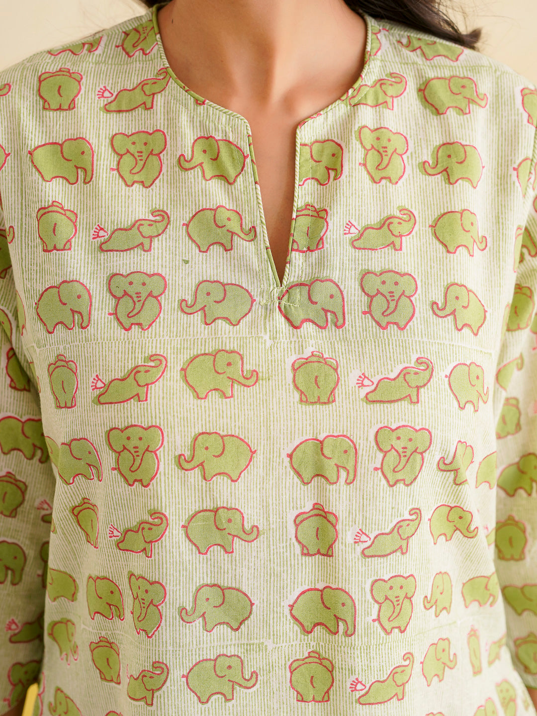 Cotton Printed Lounge Wear Coord Set Green