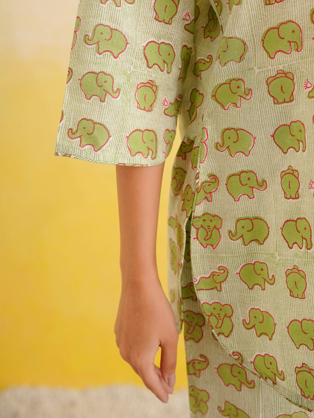 Cotton Printed Lounge Wear Coord Set Green