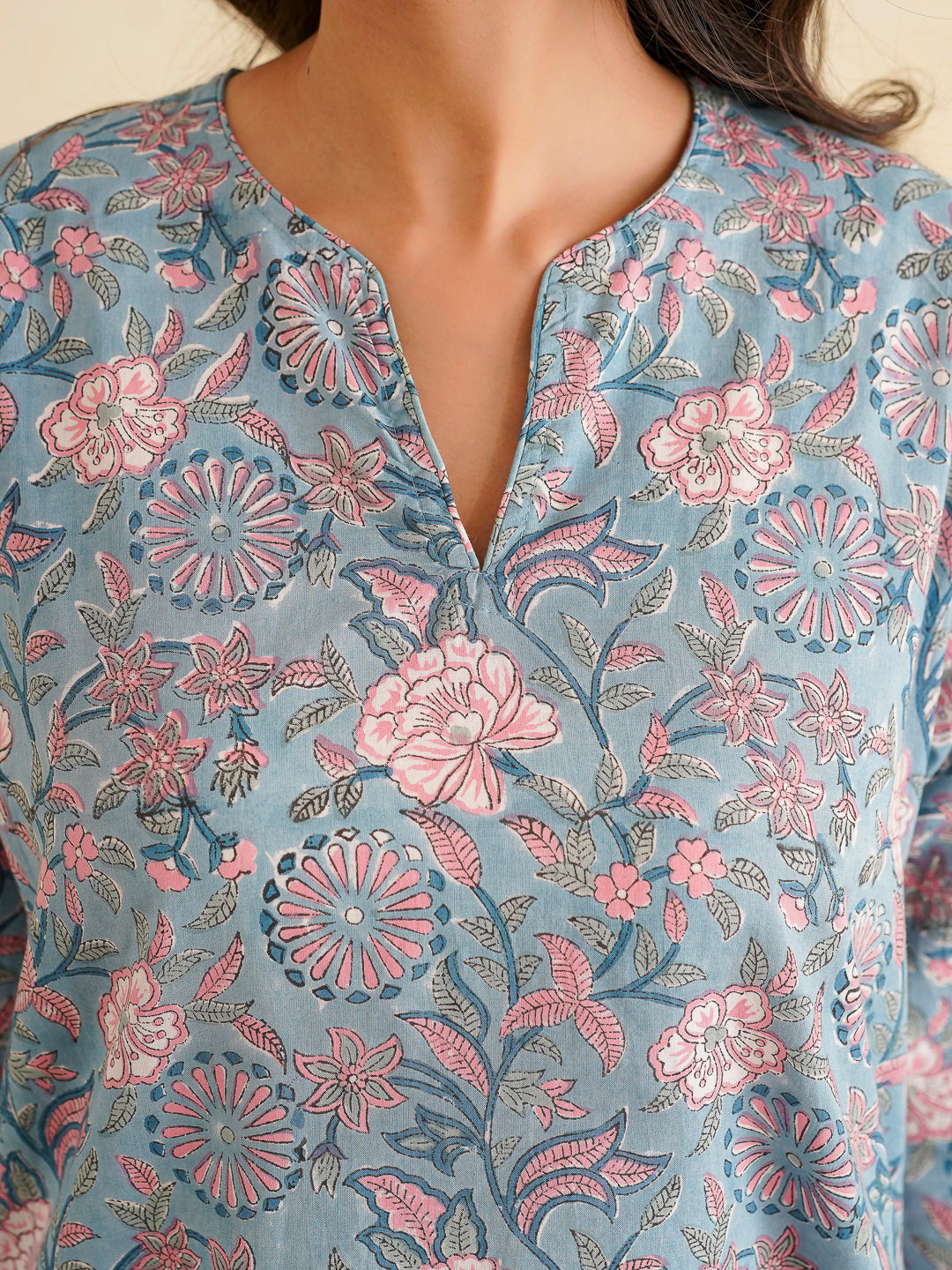Cotton Printed Lounge Wear Coord Set Baby Blue