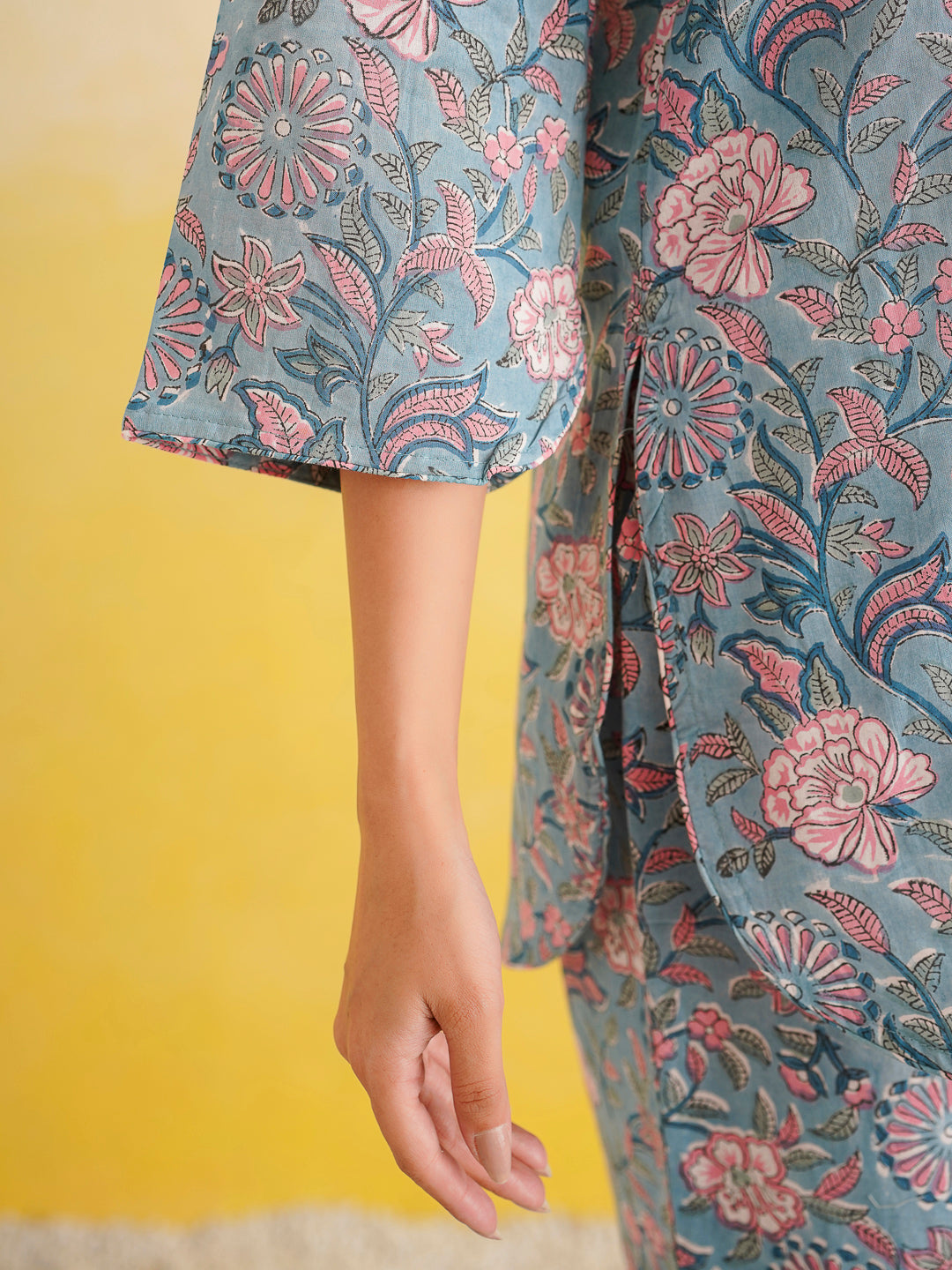 Cotton Printed Lounge Wear Coord Set Baby Blue