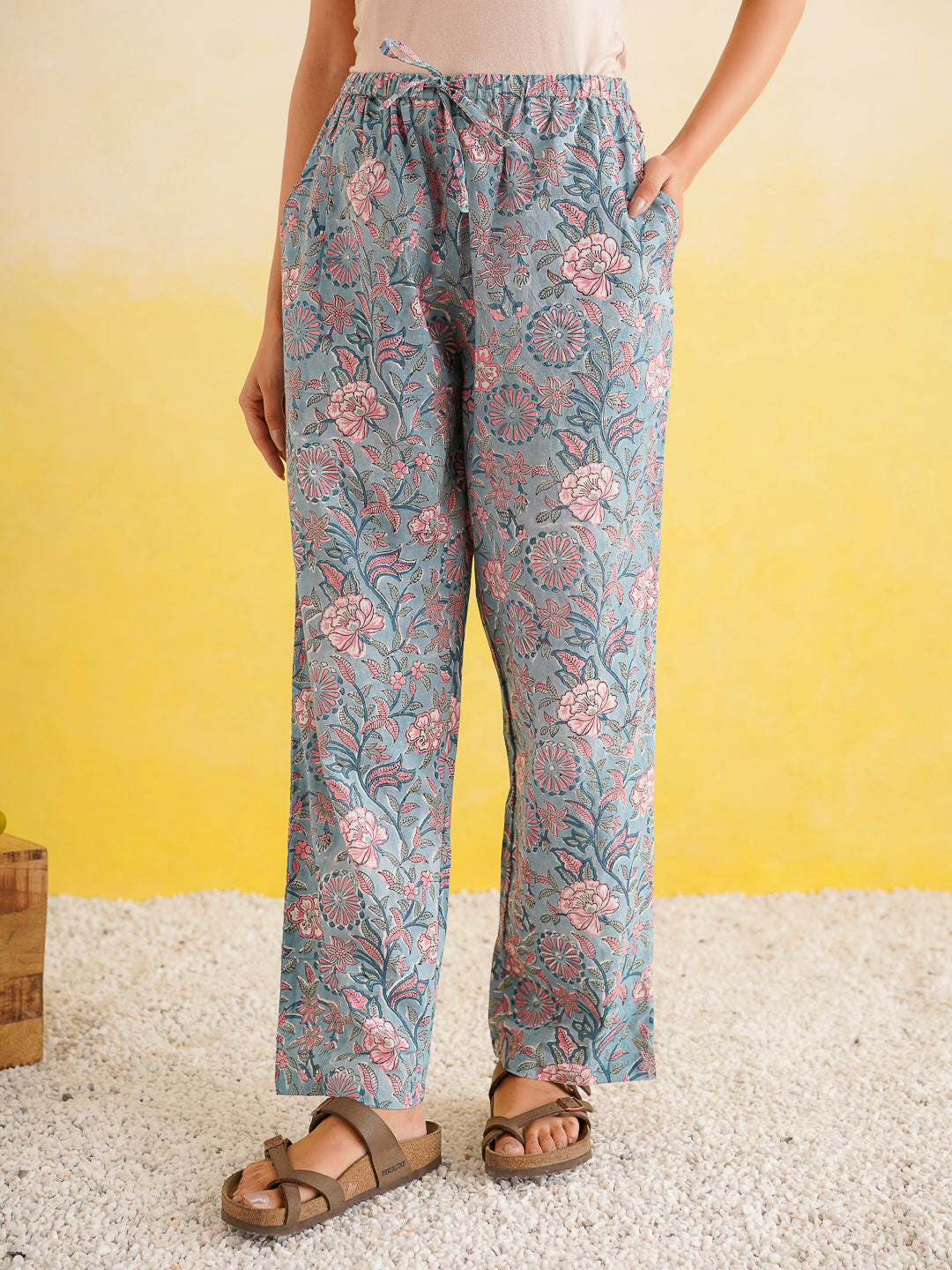 Cotton Printed Lounge Wear Coord Set Baby Blue