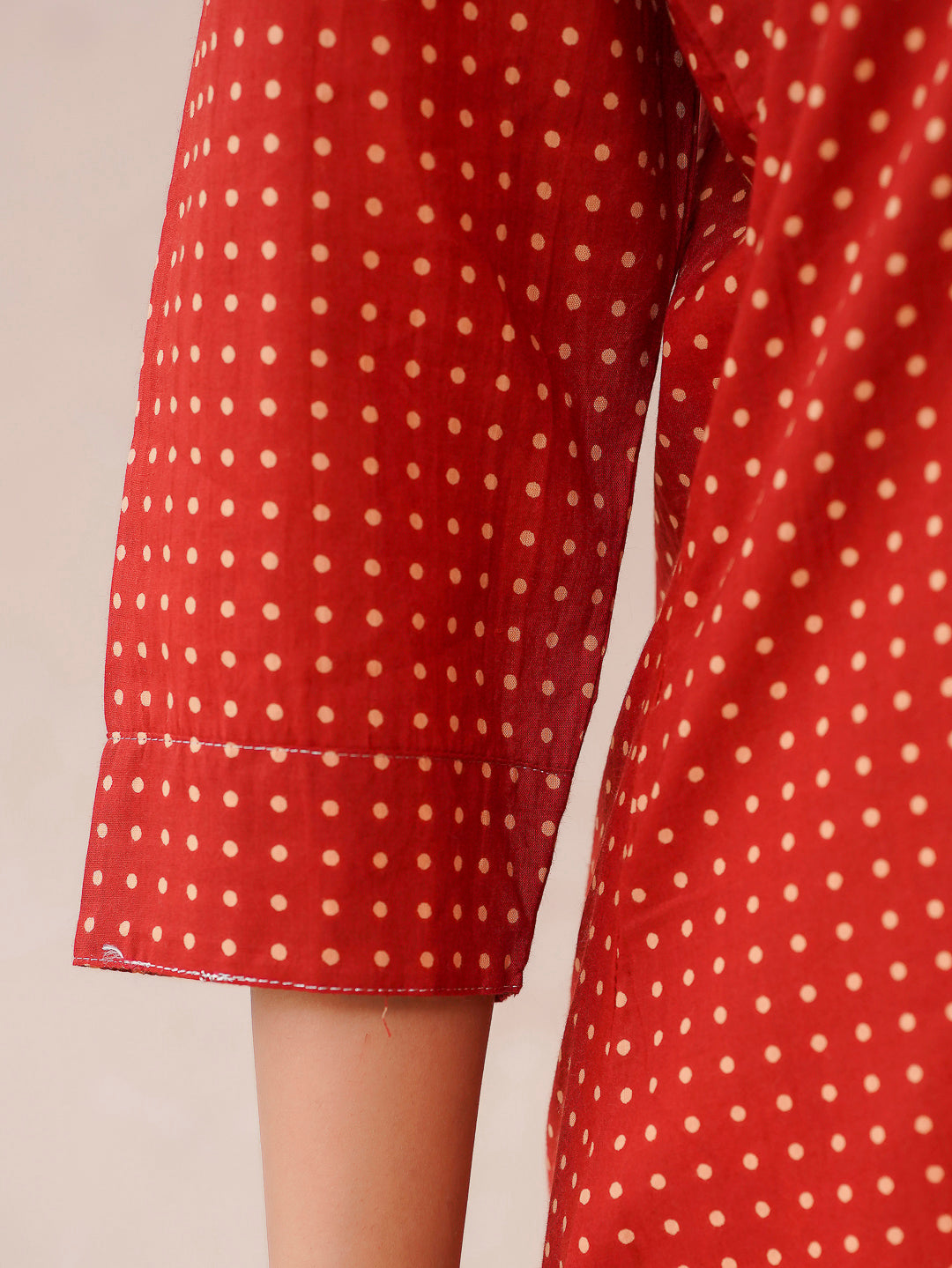 Cotton Printed Straight Kurta Red