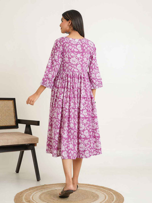 Round Neck Midi Kaira Dress Pink