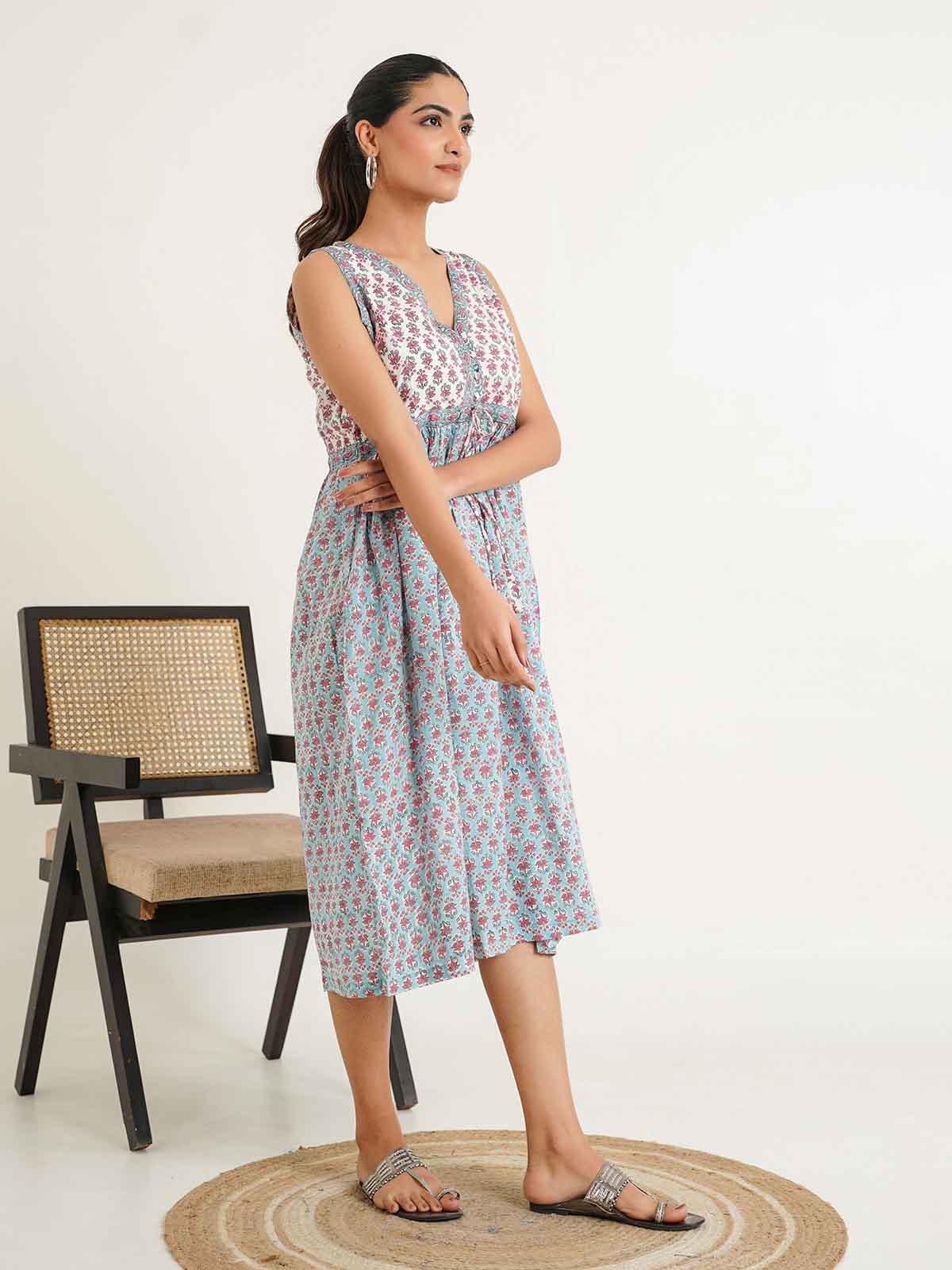 V-Neck Sleeveless Midi Aisha Dress Grey