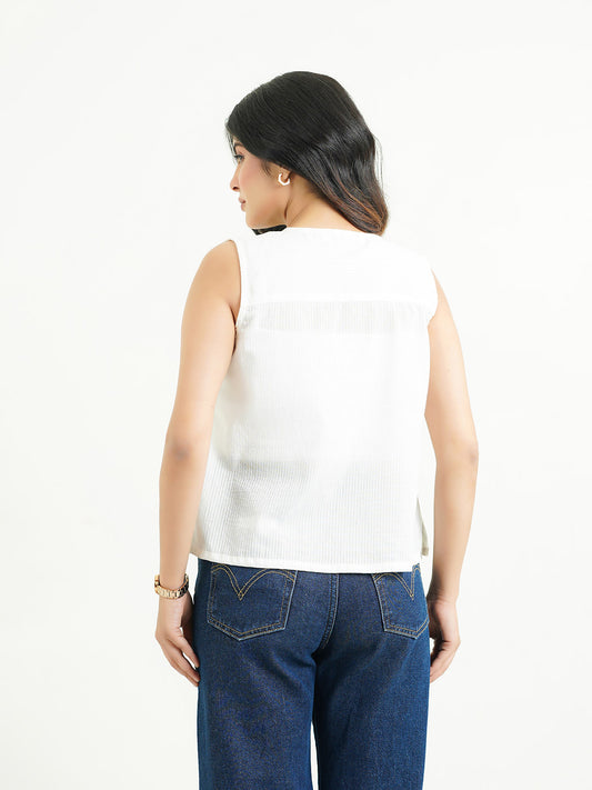 Solid Cotton Sleeveless Breezy Top White