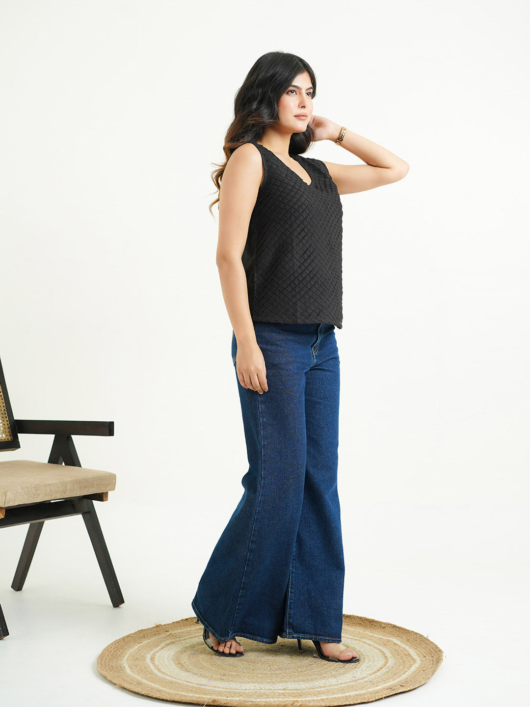 Sleeveless Cotton Solid Tank Top Black