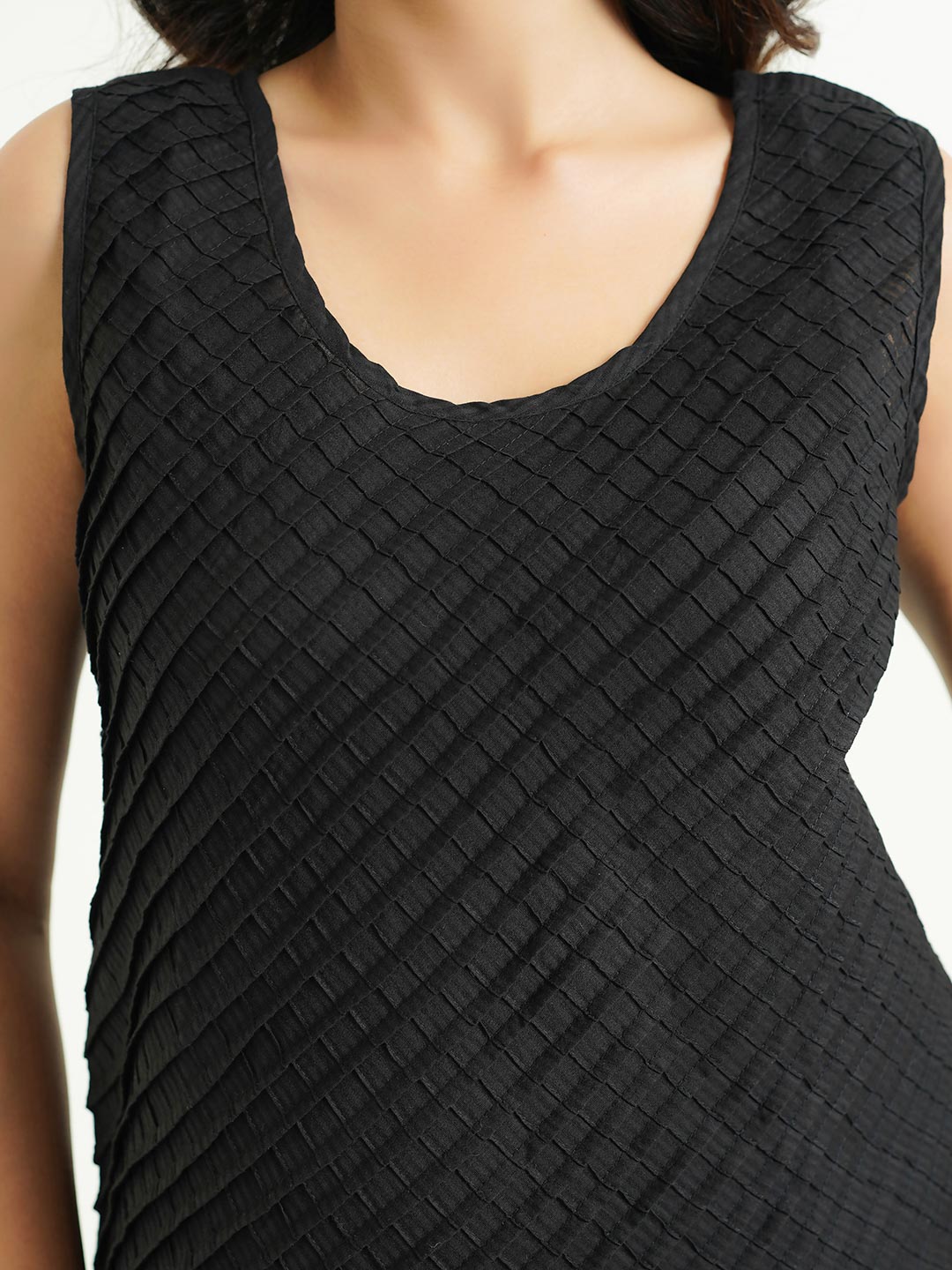 Sleeveless Cotton Solid Tank Top Black