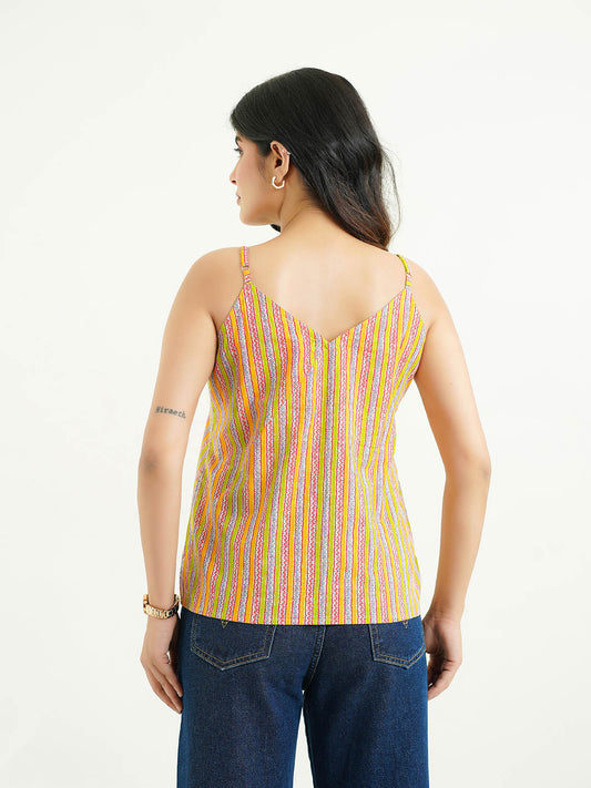 Strappy Cotton Cami Top Stripes