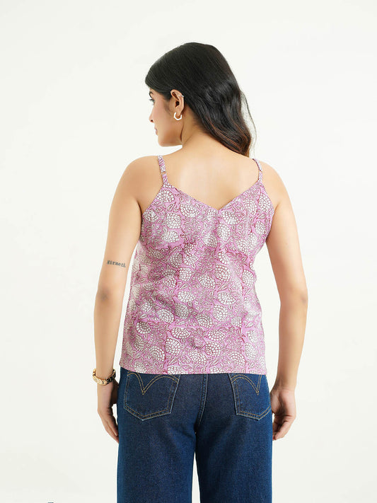Strappy Cotton Cami Top Pink