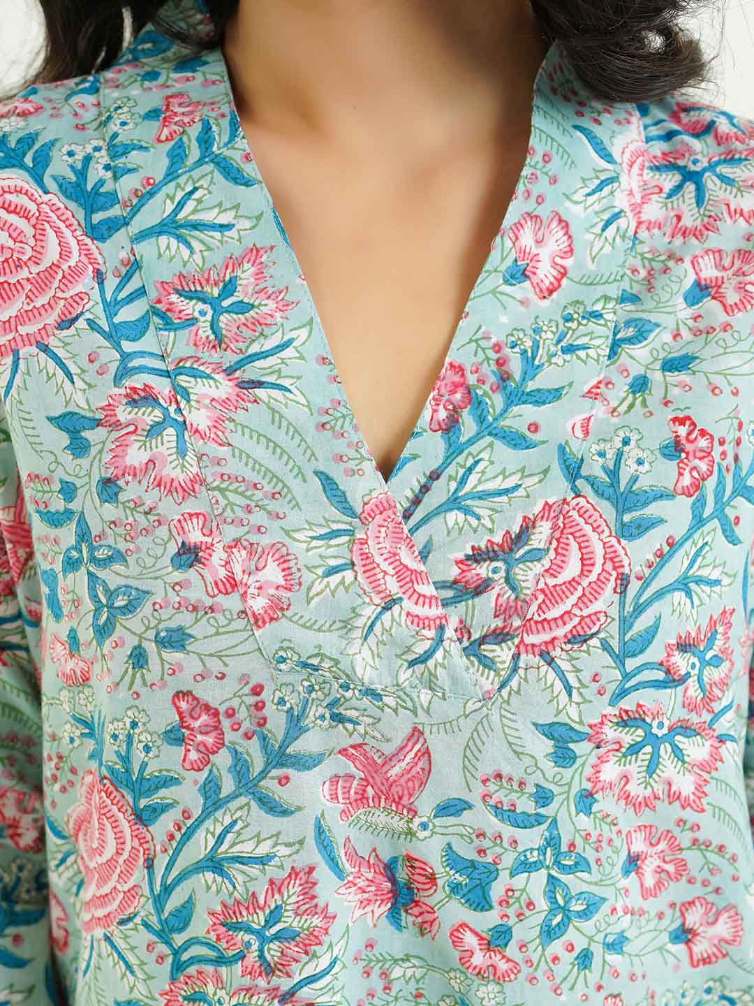 Cotton Printed Classic Straight Kurta Green