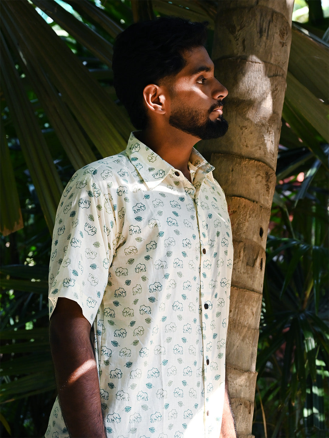 Men's Relaxed Fit Cotton Shirt – Half Sleeves - White Elephant