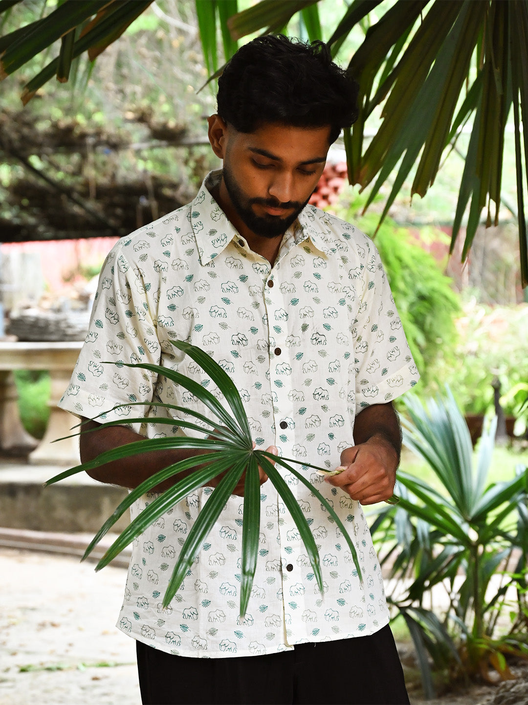Men's Relaxed Fit Cotton Shirt – Half Sleeves - White Elephant