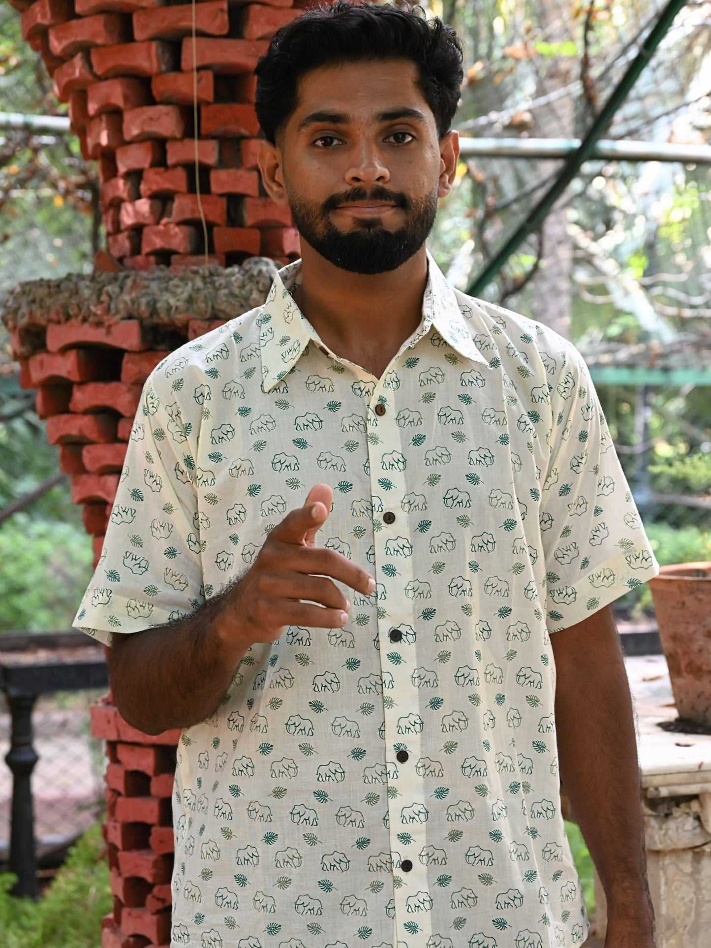Men's Relaxed Fit Cotton Shirt – Half Sleeves - White Elephant