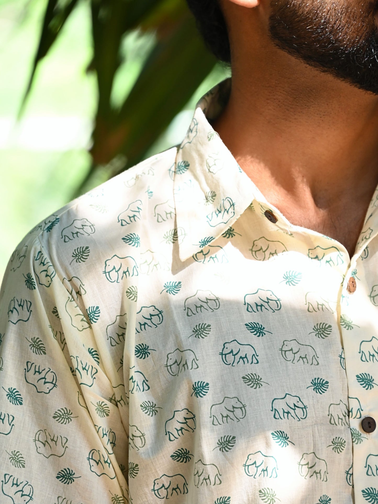 Men's Relaxed Fit Cotton Shirt – Half Sleeves - White Elephant