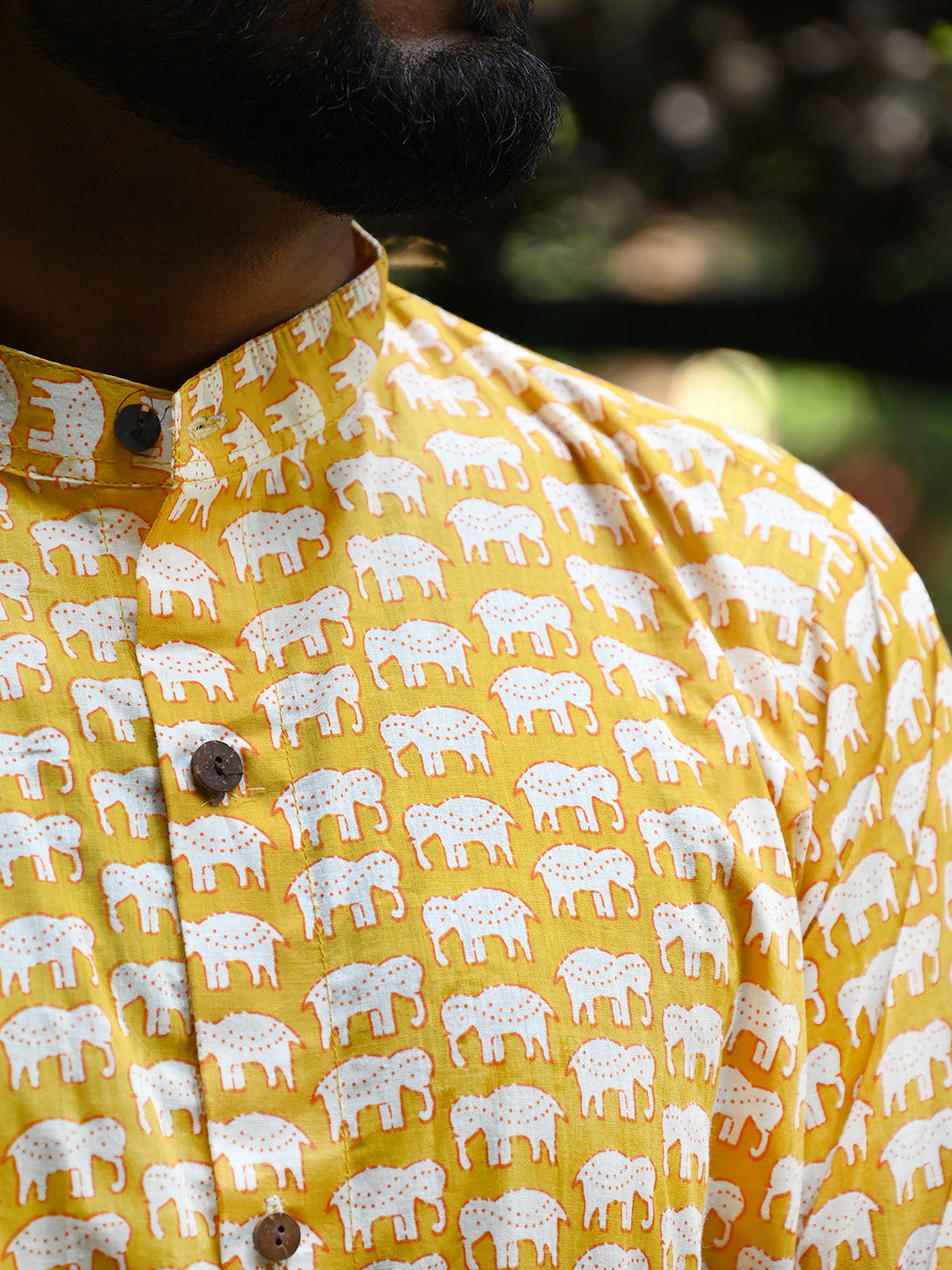 Men's Relaxed Fit Cotton Shirt – Full Sleeves - Yellow Elephant