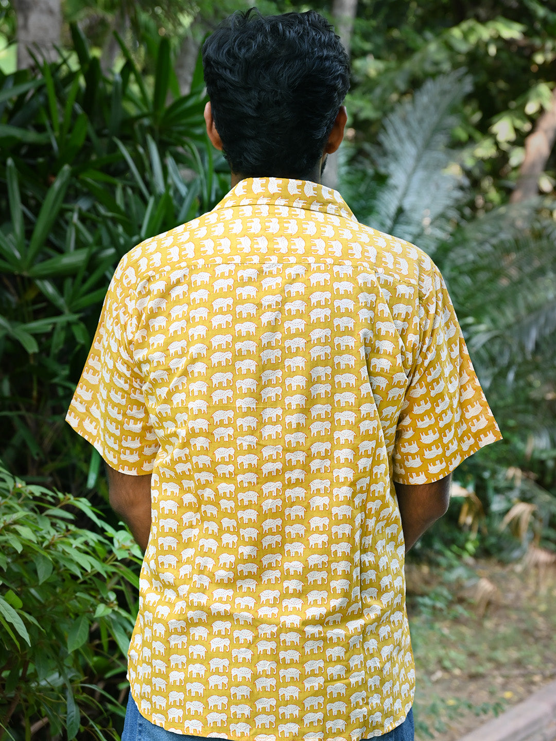 Men's Relaxed Fit Cotton Shirt – Half Sleeves - Yellow Elephant