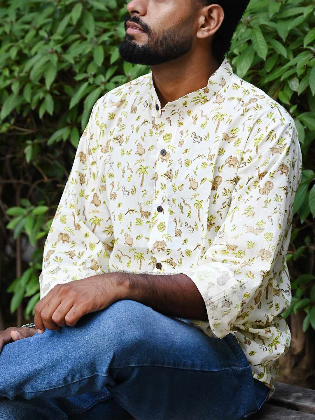 Men's Relaxed Fit Cotton Shirt – Full Sleeves - White Zoo