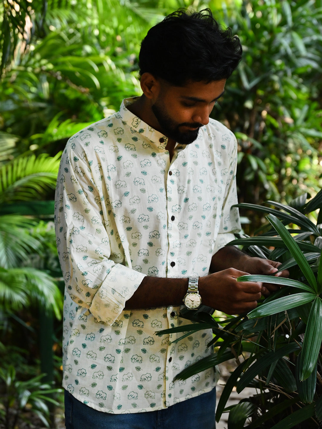 Men's Relaxed Fit Cotton Shirt – Full Sleeves - White Elephant