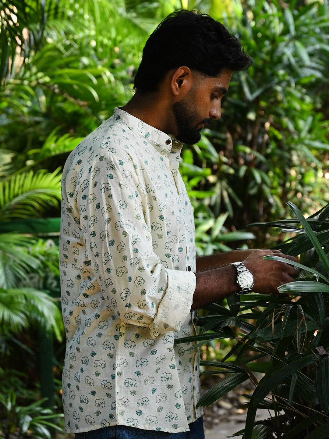 Men's Relaxed Fit Cotton Shirt – Full Sleeves - White Elephant