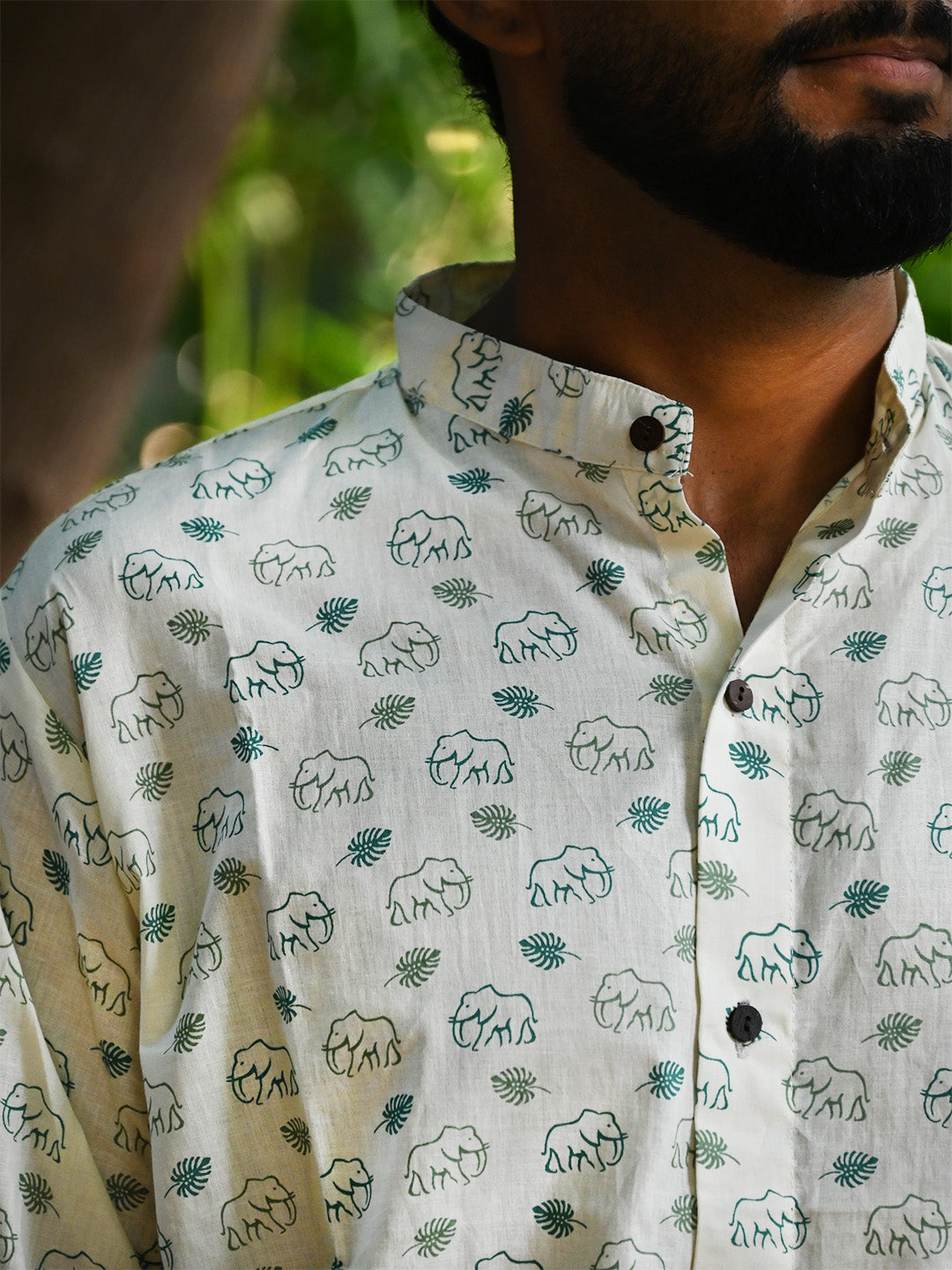 Men's Relaxed Fit Cotton Shirt – Full Sleeves - White Elephant