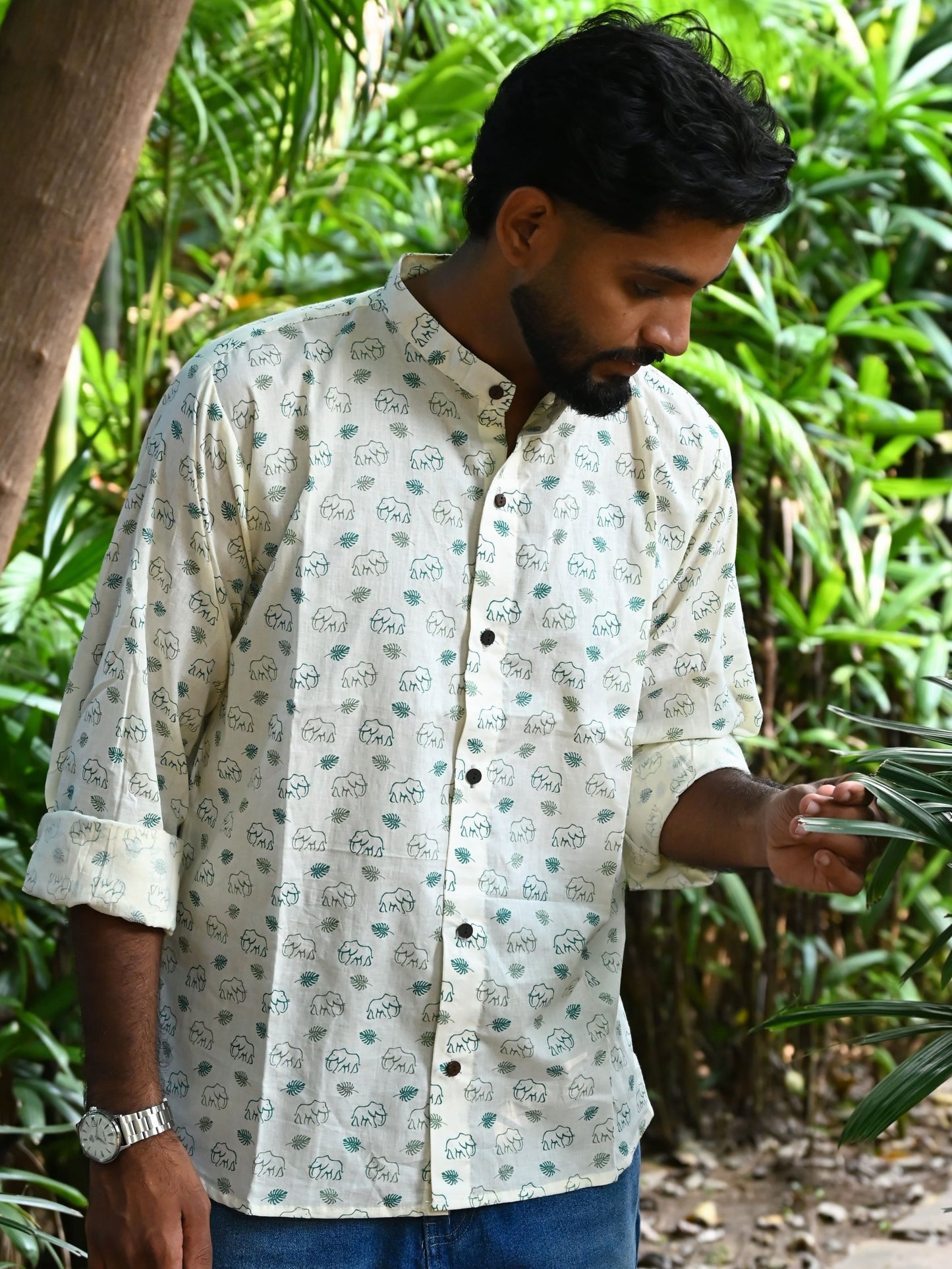 Men's Relaxed Fit Cotton Shirt – Full Sleeves - White Elephant
