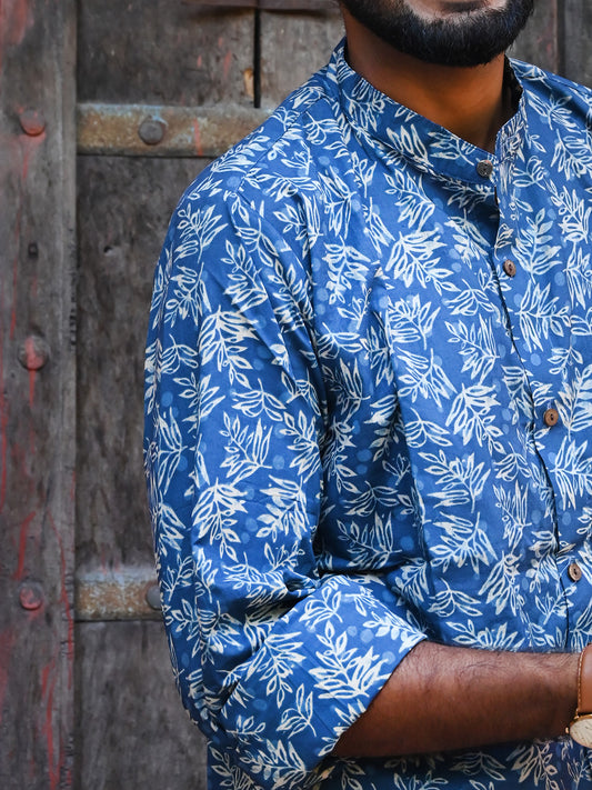 Men's Relaxed Fit Cotton Shirt – Full Sleeves - Indigo Jaal
