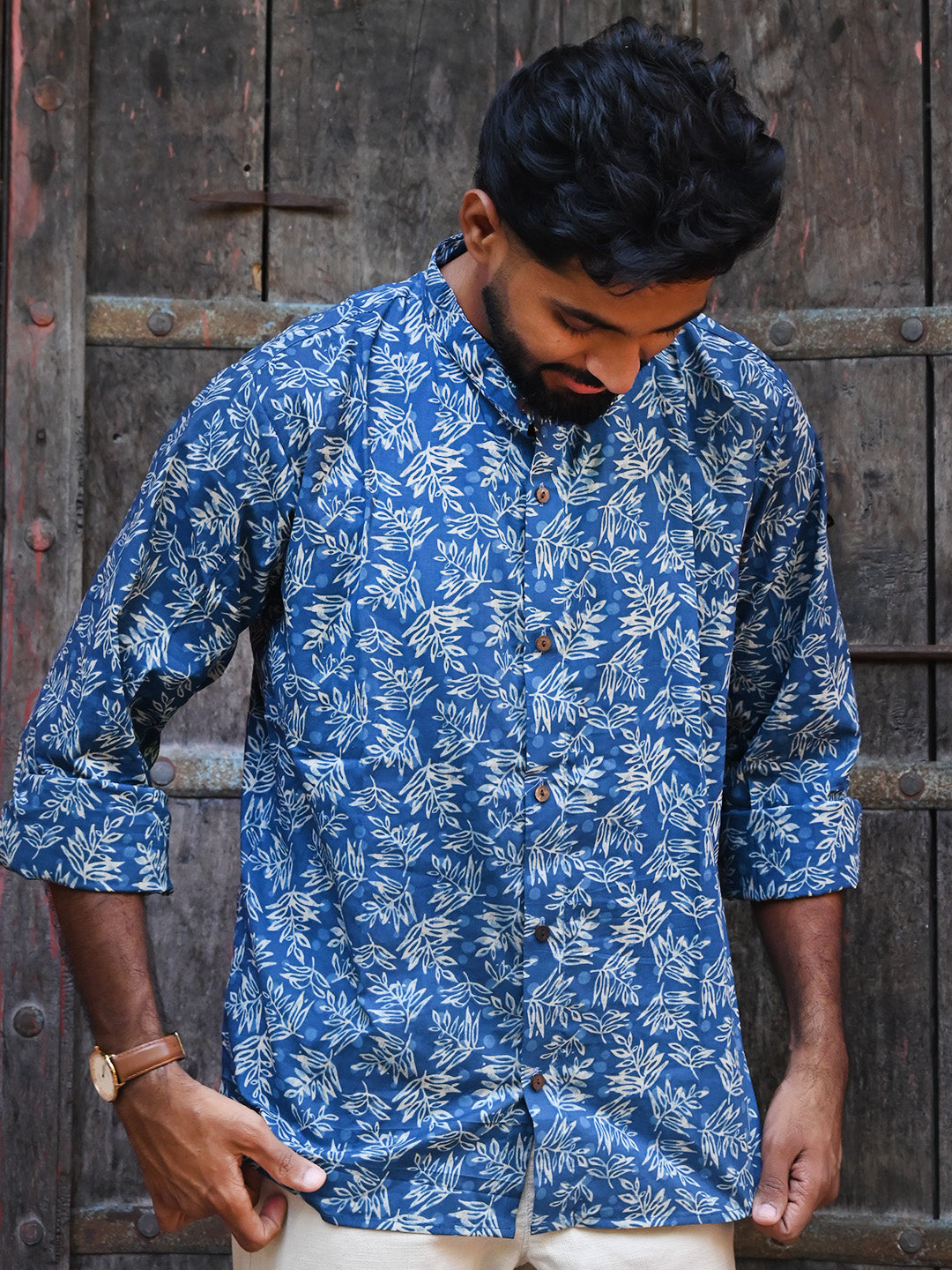 Men's Relaxed Fit Cotton Shirt – Full Sleeves - Indigo Jaal