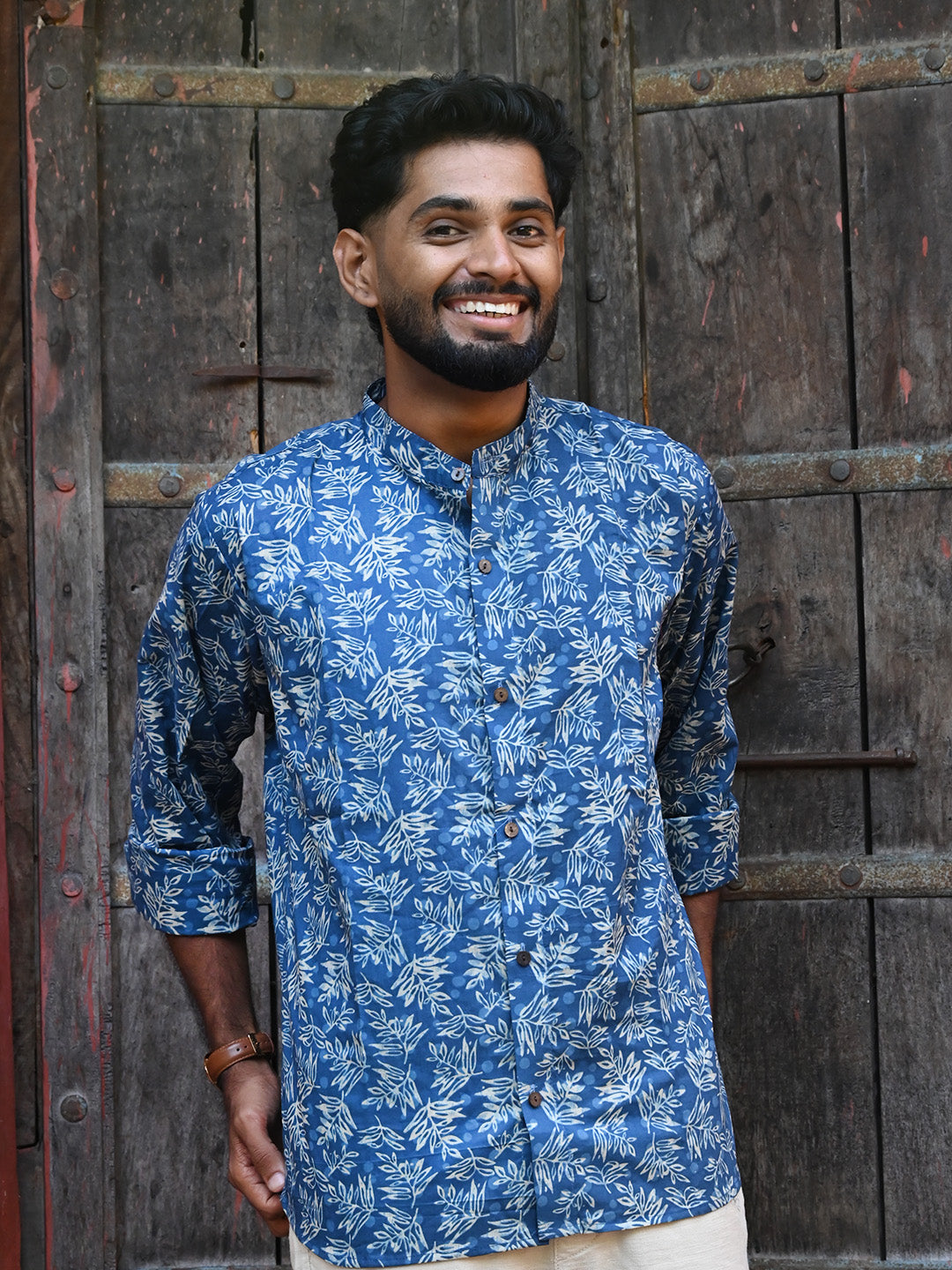 Men's Relaxed Fit Cotton Shirt – Full Sleeves - Indigo Jaal