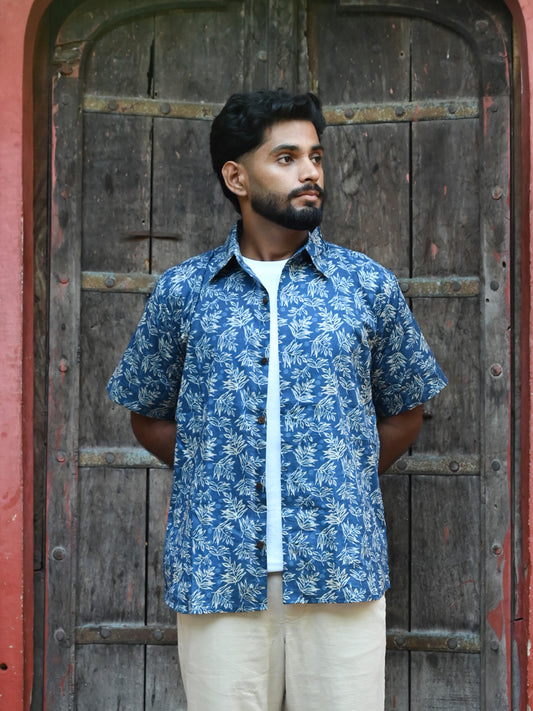 Men's Relaxed Fit Cotton Shirt – Half Sleeves - Indigo Jaal