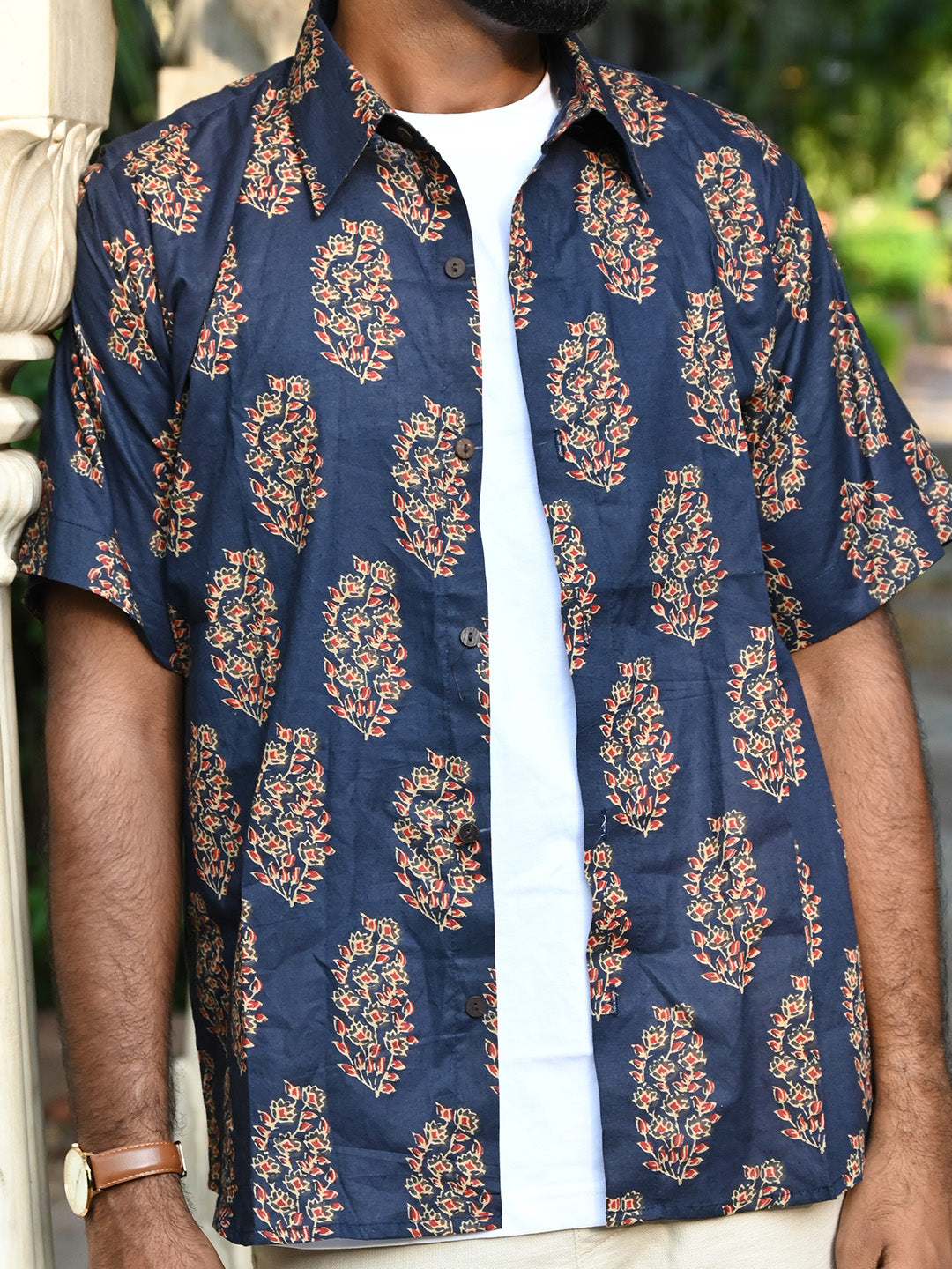 Men's Relaxed Fit Cotton Shirt โ Half Sleeves - Indigo Booty