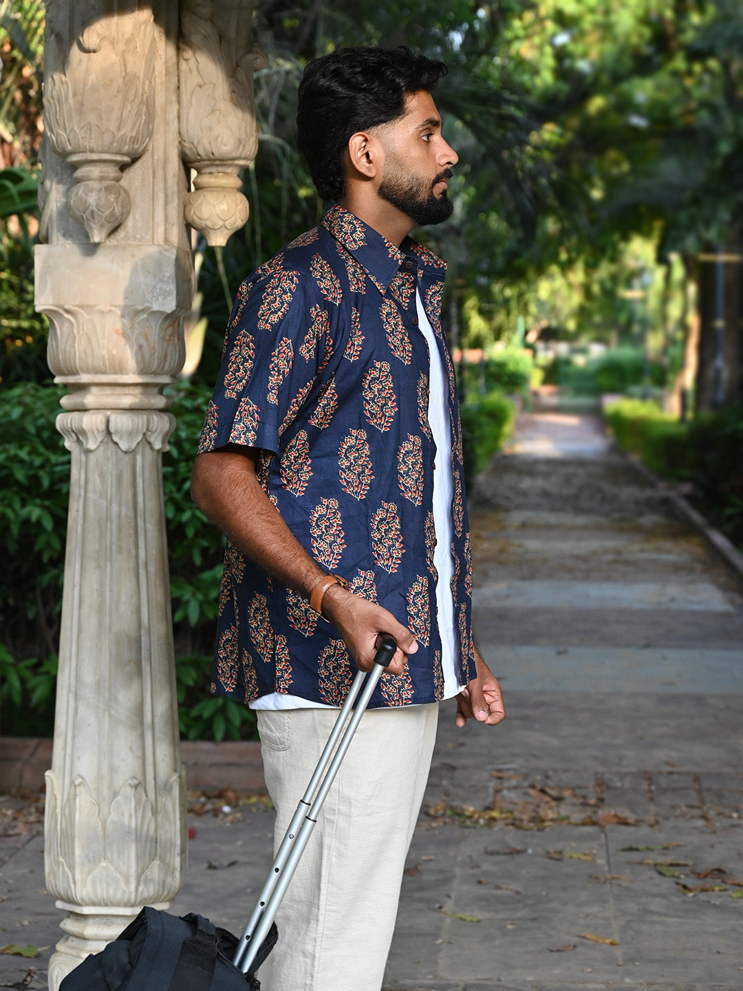 Men's Relaxed Fit Cotton Shirt โ Half Sleeves - Indigo Booty