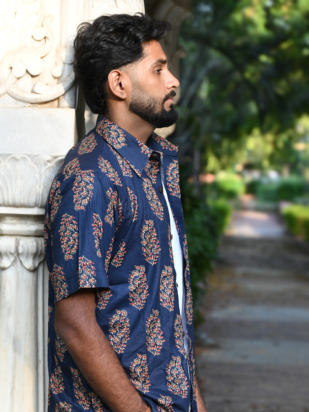 Men's Relaxed Fit Cotton Shirt โ Half Sleeves - Indigo Booty